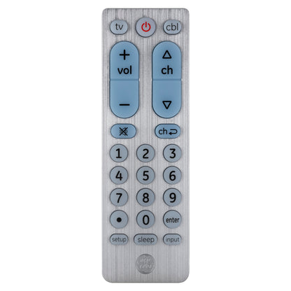 GE UltraPro 2-Device Universal Remote Control, Brushed Silver