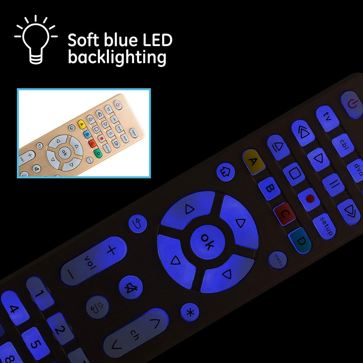 GE 4-Device Backlit Universal Remote, Brushed Gold