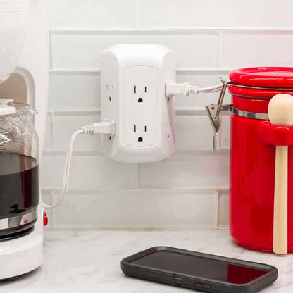GE 6-Outlet Wall Tap with Surge Protection, White