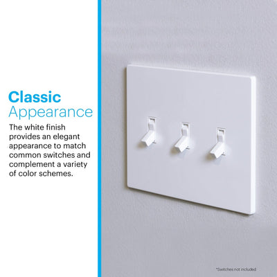 Power Gear Triple Toggle Screwless Wall Plate, White, 5 Pack