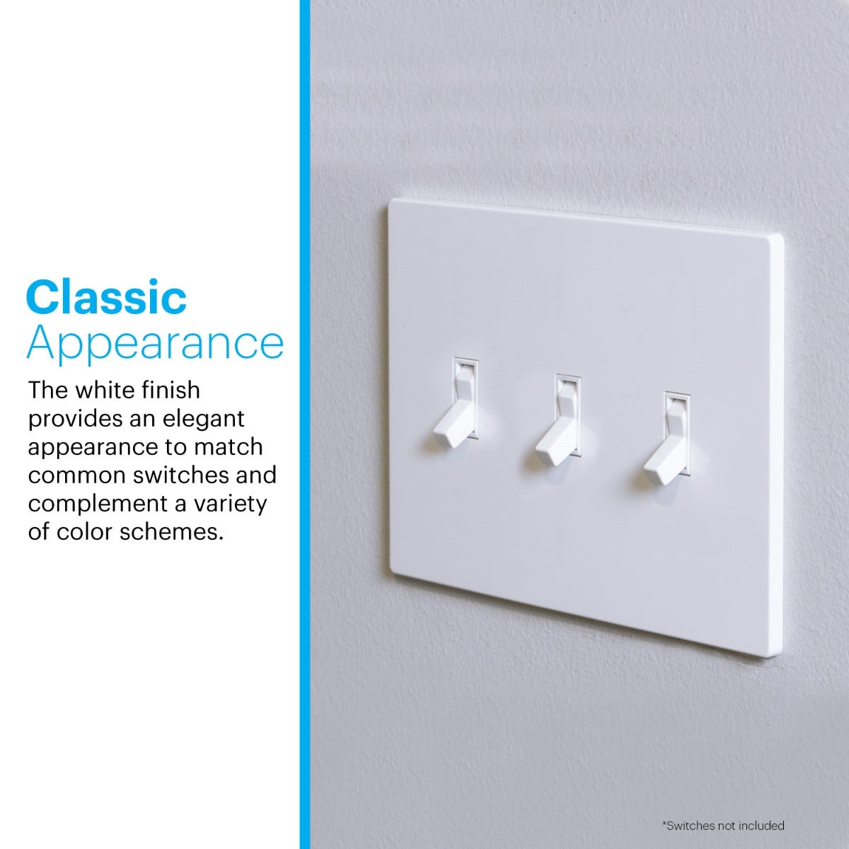 Power Gear Triple Toggle Screwless Wall Plate, White