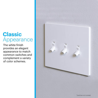 Power Gear Triple Toggle Screwless Wall Plate, White