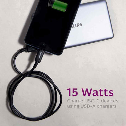 Philips 6ft. USB-C to USB-A Charging Cable, Black