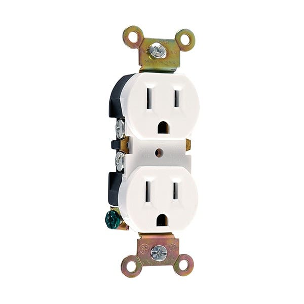 GE Grounding Duplex Receptacle, White