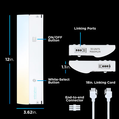 Enbrighten 12in. Direct Wire LED Light Bar, White