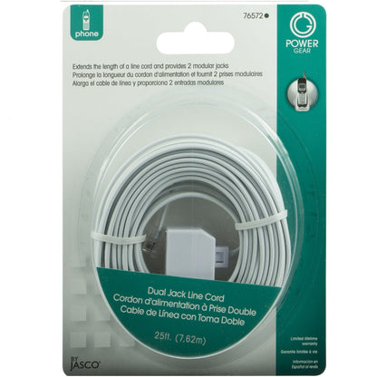Power Gear 25ft. 2-Jack Phone Line Cord, White