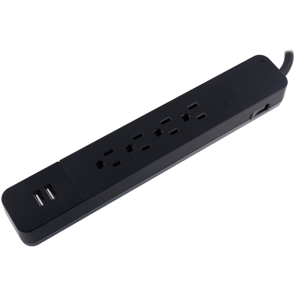 GE 4-Outlet 2-USB 3ft. Surge Protector, Black