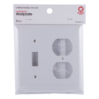 Power Gear Single Toggle/Outlet Combo Wall Plate, White