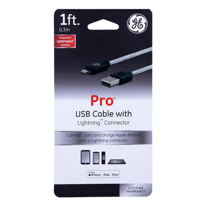 GE 1ft. USB-A Lightning Charging Cable, Silver