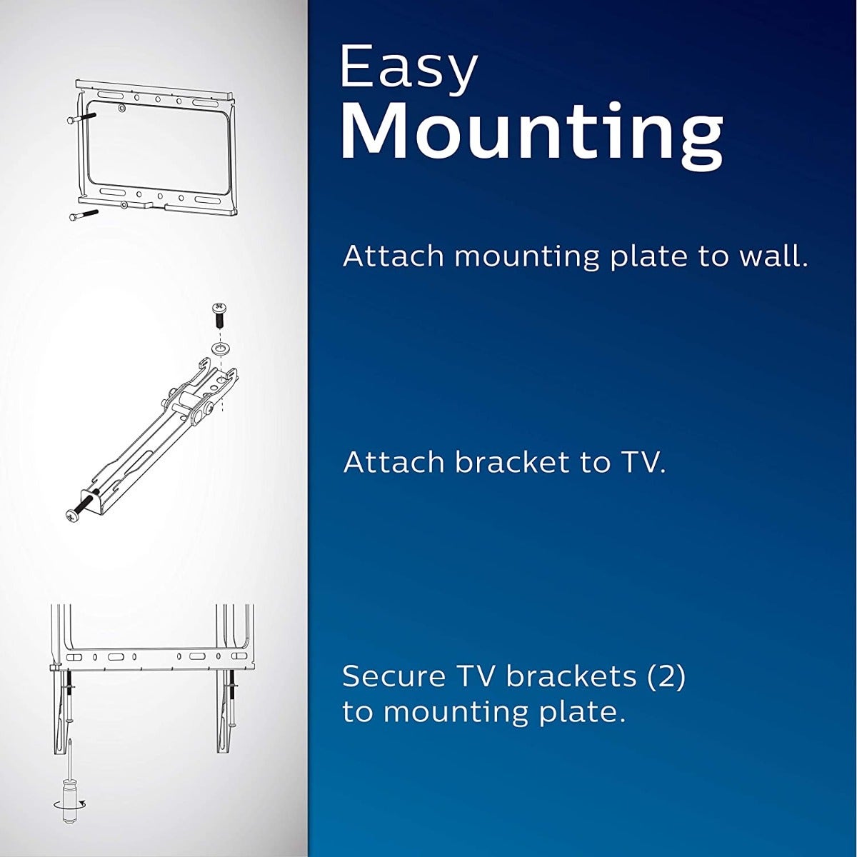 Philips Fixed TV Wall Mount, Up to 55in., Black