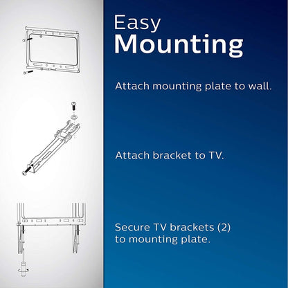 Philips Fixed TV Wall Mount, Up to 55in., Black