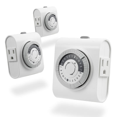 GE Indoor Plug-In 24-Hour Mechanical Timer, 3 Pack, White
