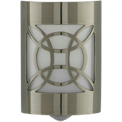 GE CoverLite Celtic Design Light Sensing LED Night Light, Brushed Nickel