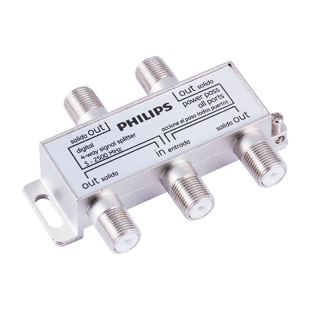 Philips Digital Coaxial 4-Way Signal Splitter, Silver