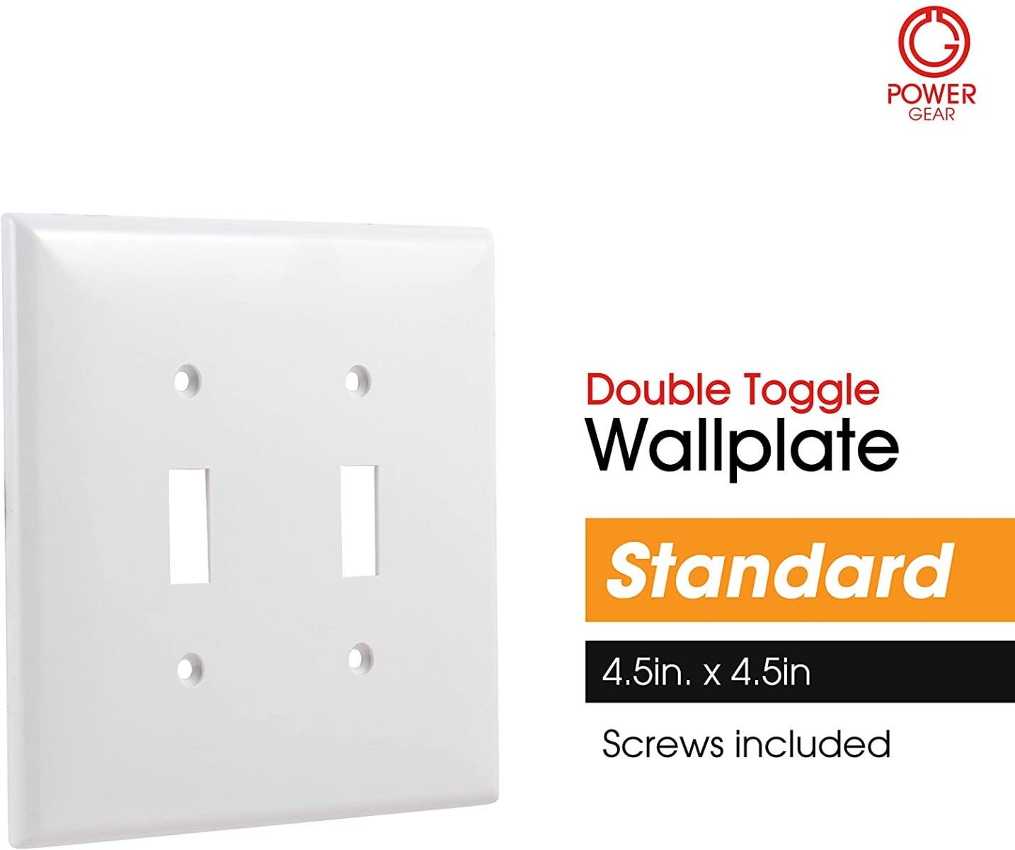 Power Gear Double Toggle Switch Wall Plate, White