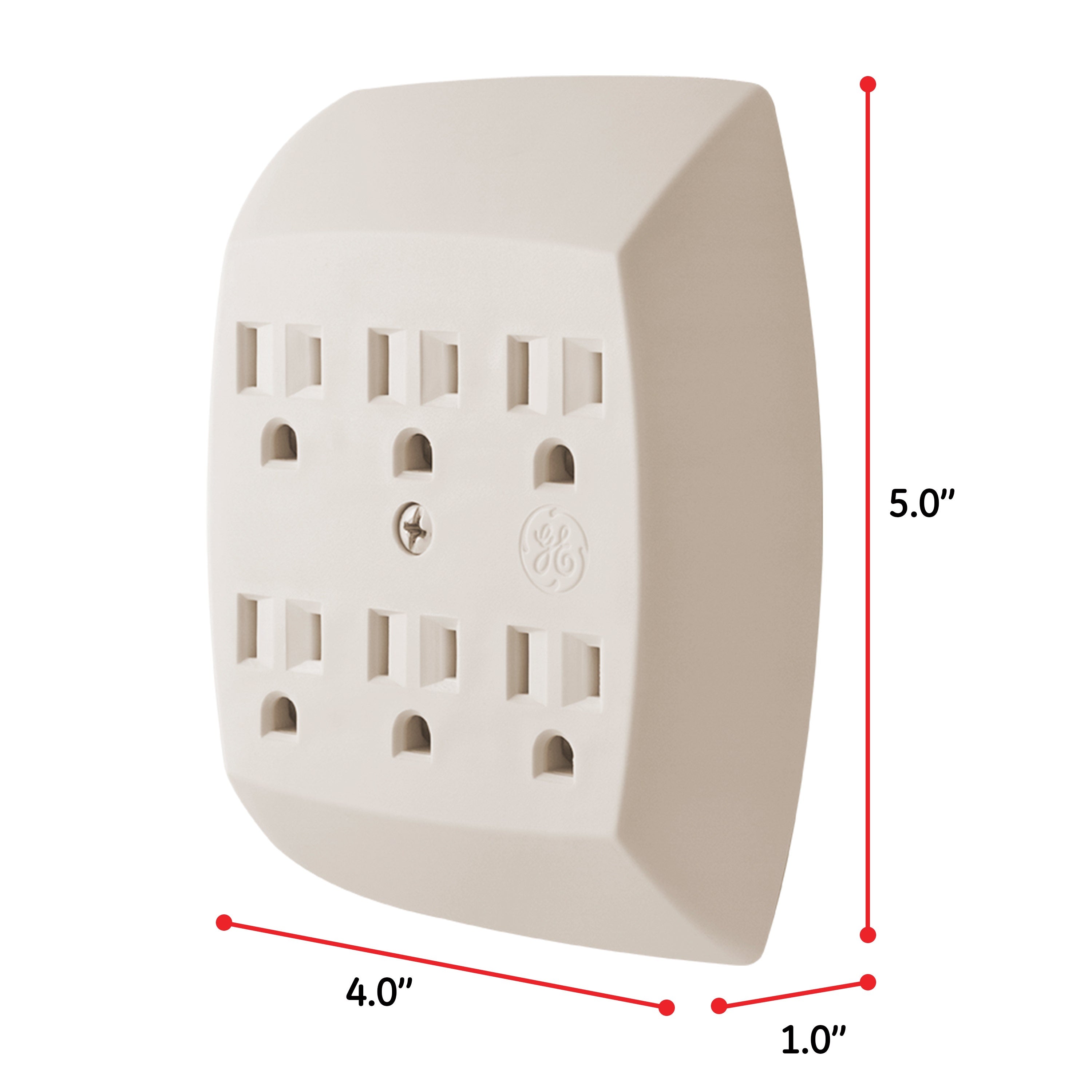 GE 6-Outlet Wall Tap, Light Almond