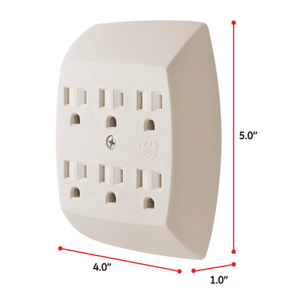 GE 6-Outlet Wall Tap, Light Almond