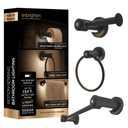 Enbrighten LED Motion Sensing Bathroom Lighting Bundle, Matte Black