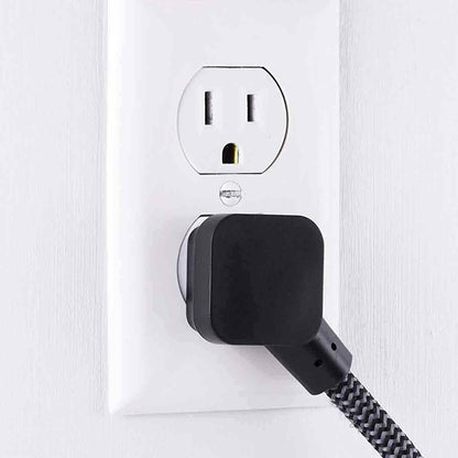 GE 3-Outlet 1ft. Mini Braided Extension Cord and Flat Plug, Black/Gray