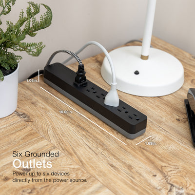 GE 6-Outlet 6ft. Surge Protector, Black