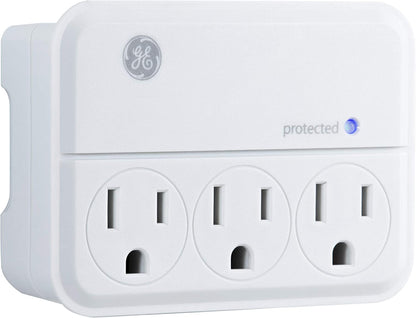 GE 3-Outlet Wall Tap with Surge Protection, White