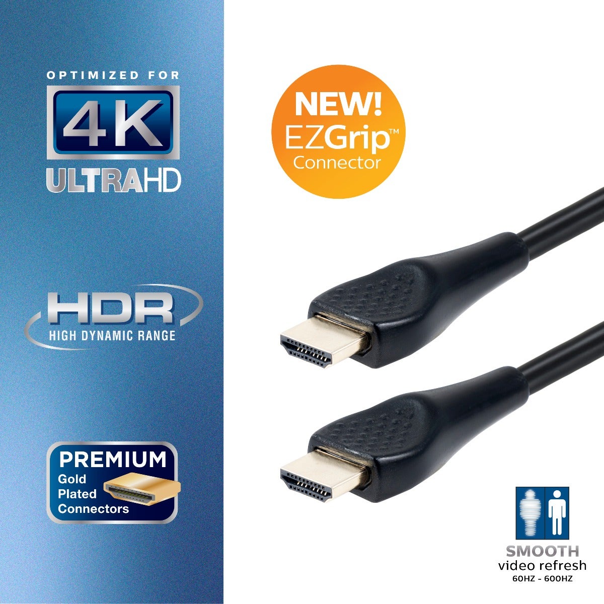 Philips EZ Grip 25ft. 4K HDMI Cable with Ethernet, Black
