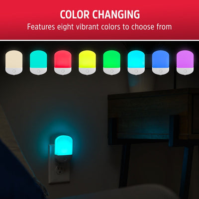 Energizer Plug-In Light Sensing Color-Changing LED Night Light, White