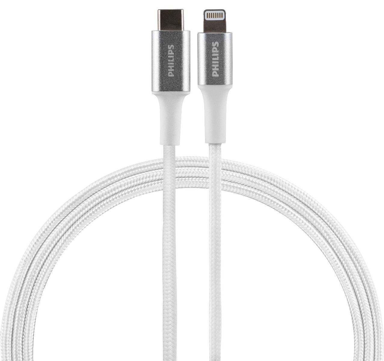 Philips 3ft. USB-C Lightning Charging Cable with Braided Cord, White