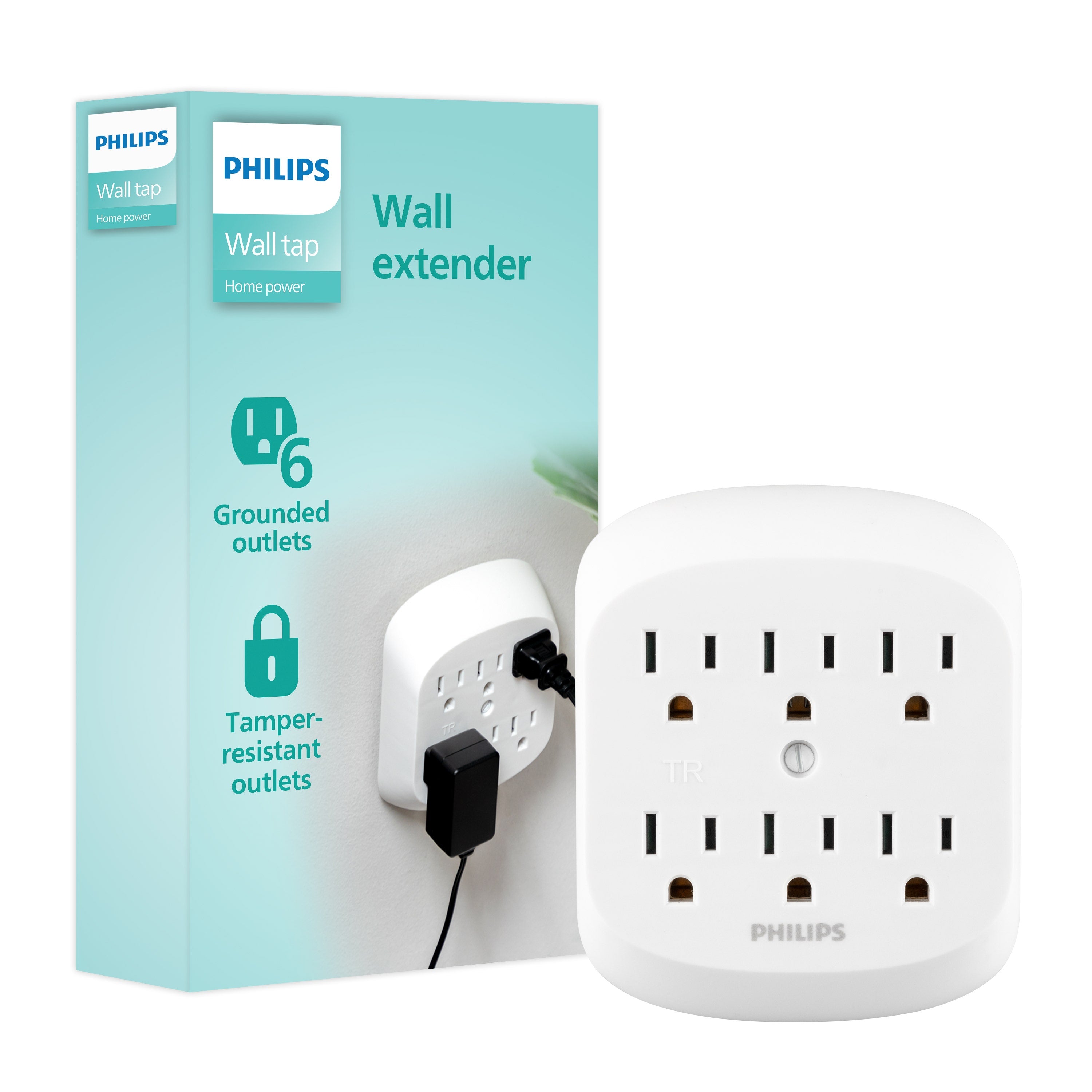 Philips 6-Outlet Wall Tap, White