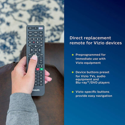 Philips 4-Device Universal Vizio Replacement Remote, Black