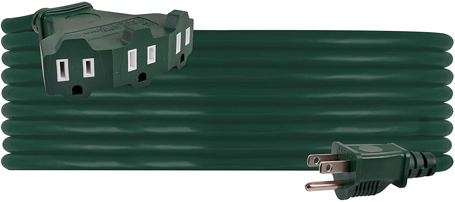 Philips 3-Outlet 25ft. Outdoor Extension Cord with Power Block, Green