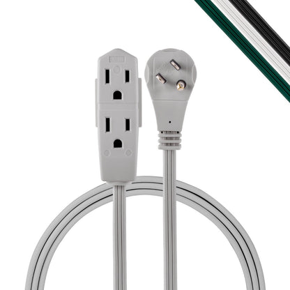 GE 3-Outlet 3ft. Extension Cord with Right-Angle Plug, Gray