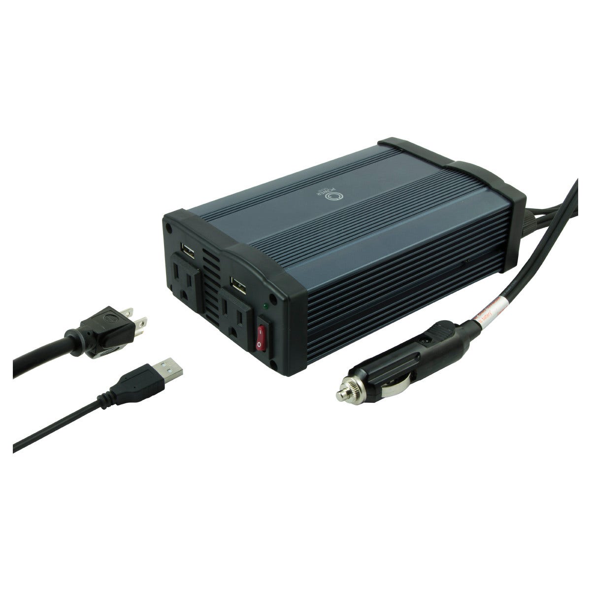 Power Gear 2-Outlet 2-USB Charging Portable Power Inverter, Black