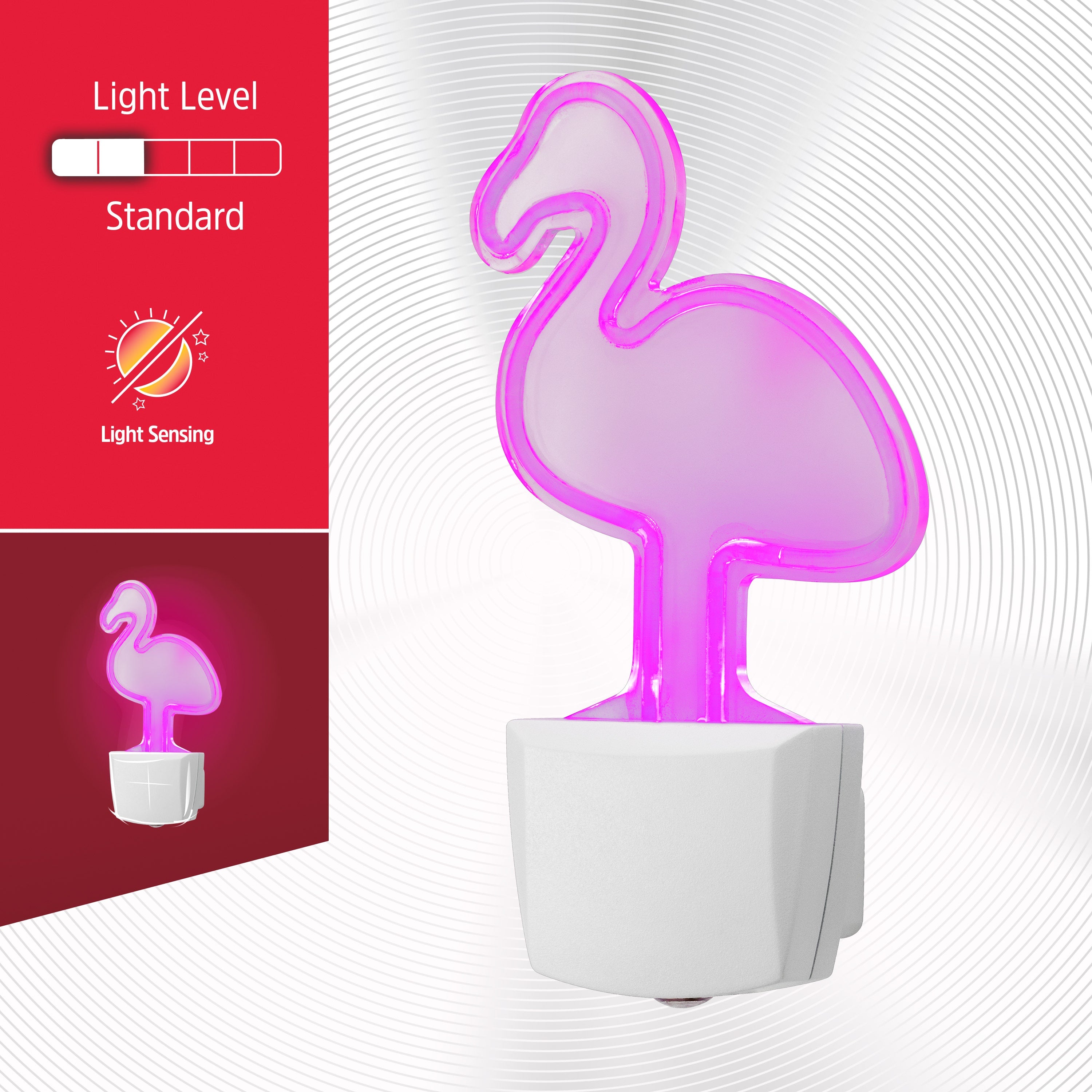 Energizer Flamingo Plug-In Light Sensing LED Night Light, Neon Pink
