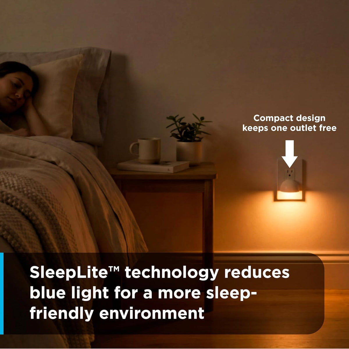 GE SleepLite Plug in Night Light with Dusk to Dawn Sensor, 4 Pack