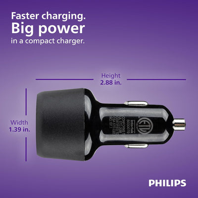 Philips Dual USB Car Charger USB-A and USB-C
