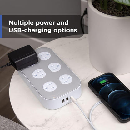 GE-branded Adapt UltraPro 12-Outlet Surge Protector, 2 USB-A, 1 USB-C, 2100 Joules, 6ft., White/Gray