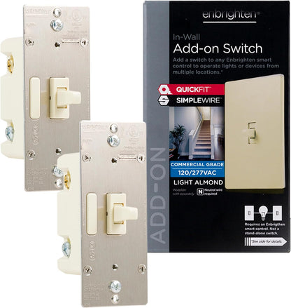 Enbrighten Add-On Toggle Switch With QuickFit™ And SimpleWire™, Light Almond, 2 Pack