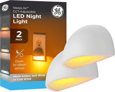 GE SleepLite Plug in Night Light with Dusk to Dawn Sensor, 2 Pack