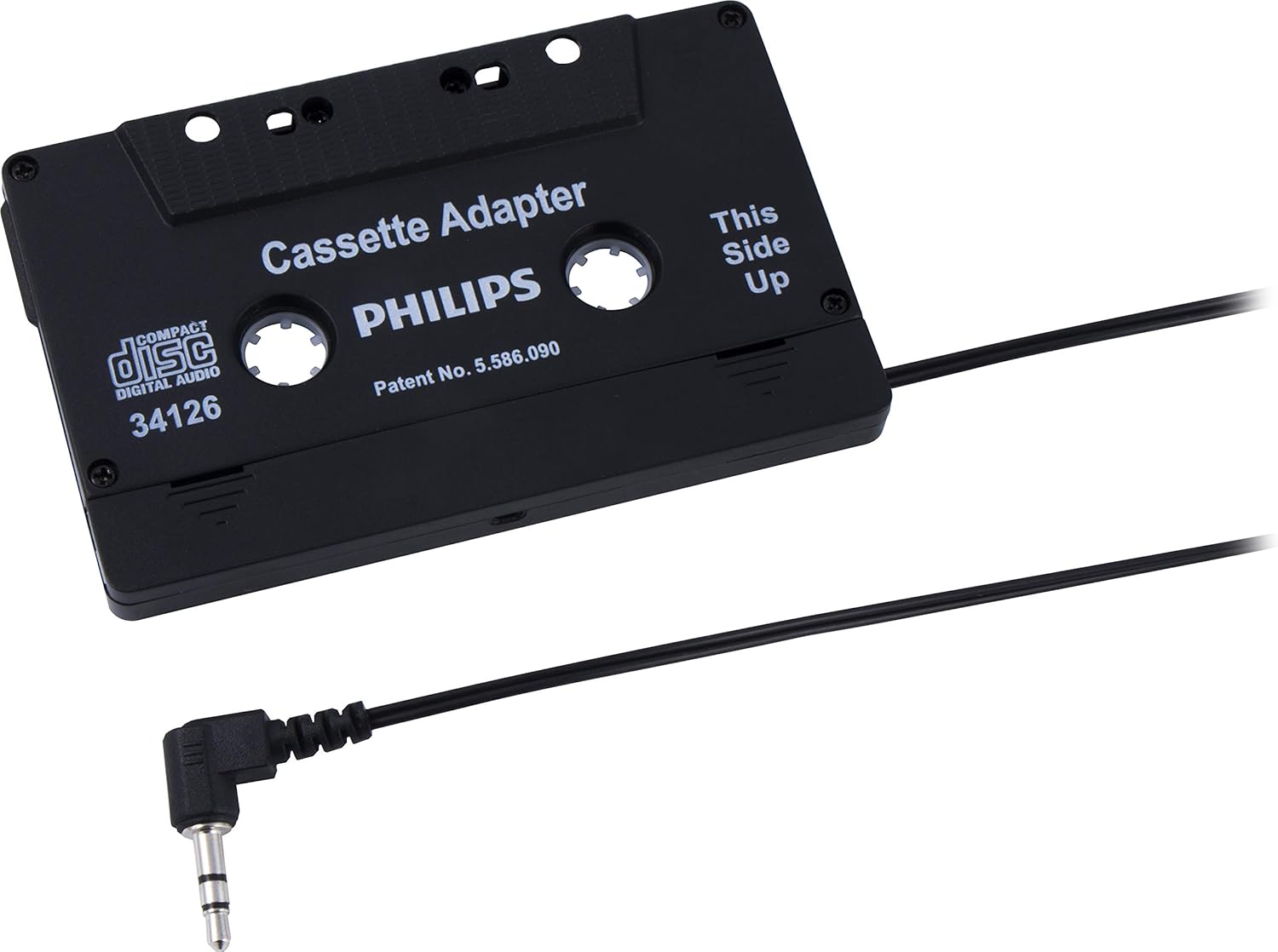 Philips Universal Cassette Adapter with 3.5mm Audio Jack, Black, 24pk