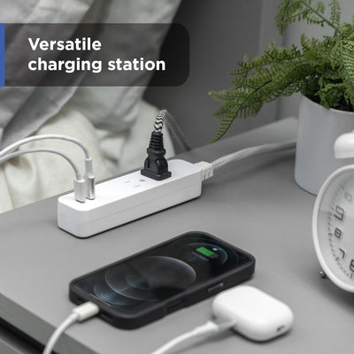 GE 2-Outlet 4ft. Surge Protector with USB Charging, White