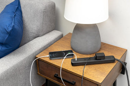 Philips 4-Outlet, 2 USB-C Surge Protector, 15W, 450J, 4ft Braided Cord, black