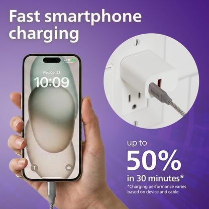 Philips USB-C and USB-A Rapid Charger with GaN technology and Power Delivery, 30W