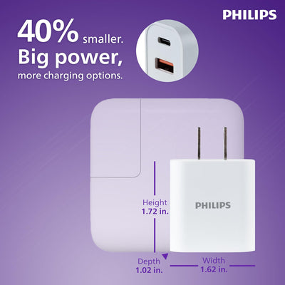Philips USB-C and USB-A Rapid Charger with GaN technology and Power Delivery, 30W
