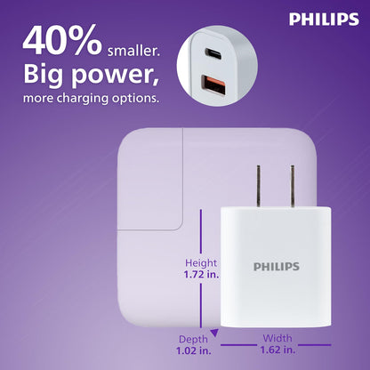 Philips USB-C and USB-A Rapid Charger with GaN technology and Power Delivery, 30W