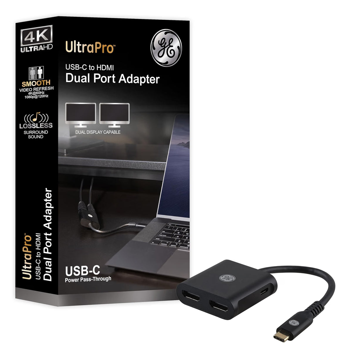 GE-branded USB-C to 4K HDMI Dual-Display Adapter