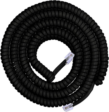 Power Gear Telephone Coiled Handset Cord, 25ft., Black