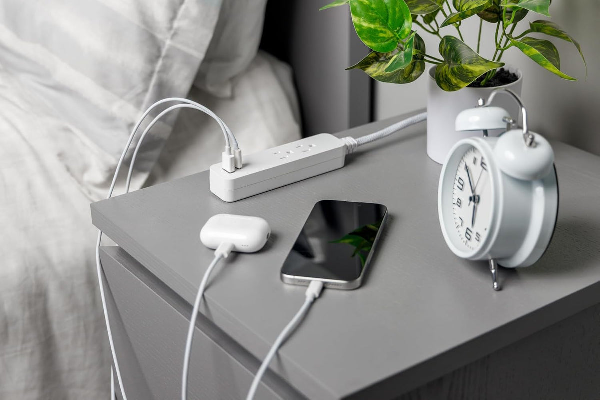 GE 2-Outlet 2ft. Extension Cord with USB Charging, White