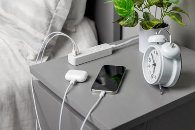 GE 2-Outlet 2ft. Extension Cord with USB Charging, White