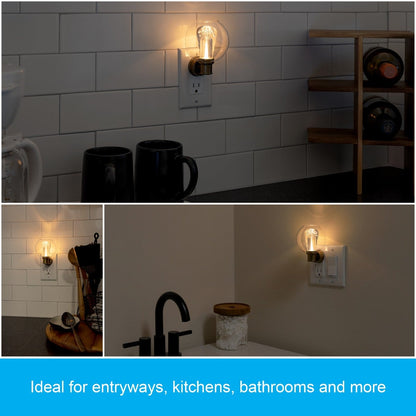 GE Vintage Bowl Lens Light Sensing LED Night Light, Gold